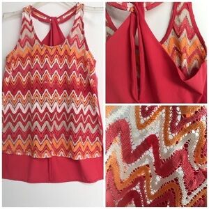 Lucy Love Tank Top Chevron Crochet Knit Y2k Boho